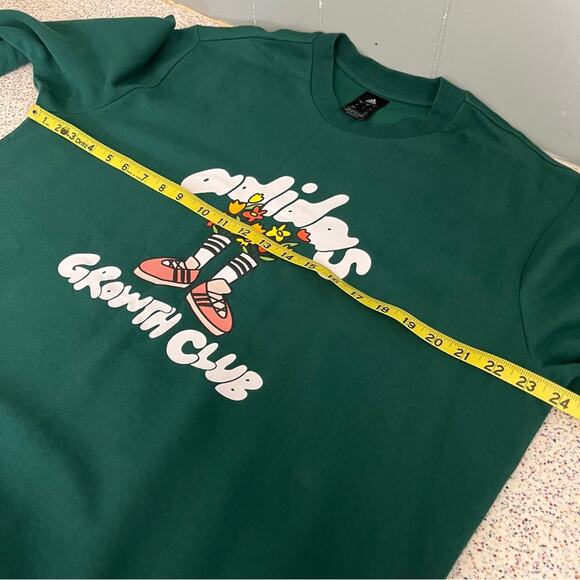adidas Eco Growth Club Icon Graphic Crewneck Sweatshirt Green Women's Size L - Picture 6 of 8